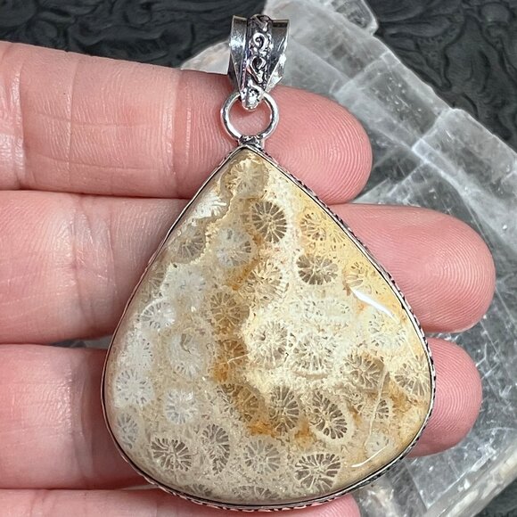 Agatized Fossil Coral Gemstone Stone Jewelry Crystal Pendant - Picture 5 of 6